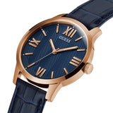 GUESS GW0250G3 ROSE GOLD TONE CASE BLUE GENUINE LEATHER MEN'S WATCH