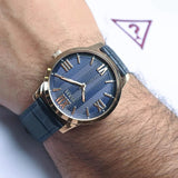 GUESS GW0250G3 ROSE GOLD TONE CASE BLUE GENUINE LEATHER MEN'S WATCH