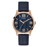 GUESS GW0250G3 ROSE GOLD TONE CASE BLUE GENUINE LEATHER MEN'S WATCH