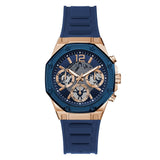 GUESS GW0256L2 ROSE GOLD TONE CASE BLUE SILICONE WOMEN'S WATCH
