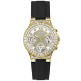GUESS GW0257L1 GOLD TONE CASE BLACK SILICONE WOMEN'S WATCH