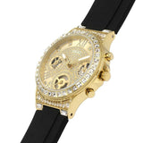 GUESS GW0257L1 GOLD TONE CASE BLACK SILICONE WOMEN'S WATCH