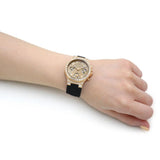 GUESS GW0257L1 GOLD TONE CASE BLACK SILICONE WOMEN'S WATCH