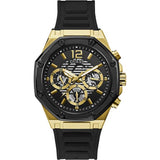 GUESS GW0263G1 GOLD TONE CASE BLACK SILICONE MEN'S WATCH
