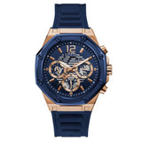 GUESS GW0263G2 ROSE GOLD TONE CASE BLUE SILICONE MEN'S WATCH