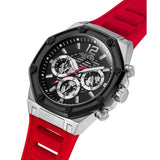 GUESS GW0263G3 SILVER TONE CASE RED SILICONE MEN'S WATCH