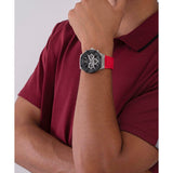 GUESS GW0263G3 SILVER TONE CASE RED SILICONE MEN'S WATCH
