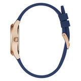 GUESS GW0356L1 ROSE GOLD TONE CASE WHITE DIAL BLUE LEATHER STRAP WOMEN'S WATCH