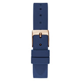 GUESS GW0356L1 ROSE GOLD TONE CASE WHITE DIAL BLUE LEATHER STRAP WOMEN'S WATCH