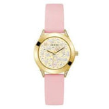 Guess Gold Dial And Pink Silicone Strap Women Watch GW0381L2