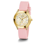 Guess Gold Dial And Pink Silicone Strap Women Watch GW0381L2
