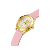 Guess Gold Dial And Pink Silicone Strap Women Watch GW0381L2