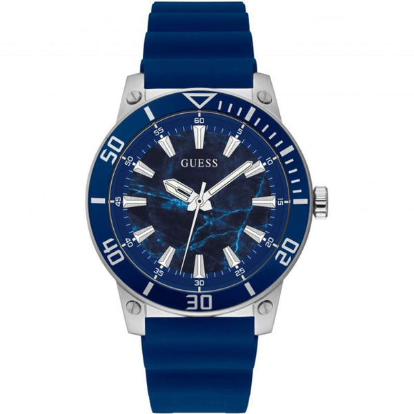 Guess Analog Blue Dial And Rubber Strap Men Watch GW0420G1