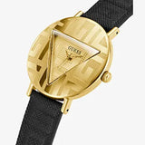 Guess Gold Tone Case Black Genuine Leather Women Watch GW0478L2