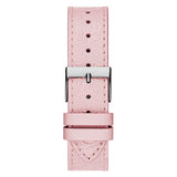 Guess Dahlia Silver Dial Pink Genuine Leather Strap Women Watch GW0529L1