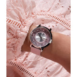 Guess Dahlia Silver Dial Pink Genuine Leather Strap Women Watch GW0529L1