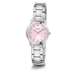 Guess Analog Pink Dial Silver Stainless Steel Strap Women Watch GW0532L1