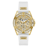 Guess Analog Chronograph Gold Dial White Silicone Strap Women Watch GW0536L2