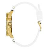 Guess Analog Chronograph Gold Dial White Silicone Strap Women Watch GW0536L2