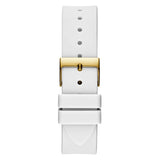 Guess Analog Chronograph Gold Dial White Silicone Strap Women Watch GW0536L2