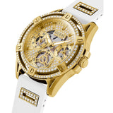 Guess Analog Chronograph Gold Dial White Silicone Strap Women Watch GW0536L2