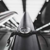 ARIES GOLD URBAN KENSINGTON SILVER STAINLESS STEEL G 101 S-BK BLACK LEATHER STRAP MEN'S WATCH - H2 Hub Watches
