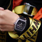 ARIES GOLD AUTOMATIC INFINUM CRUISER SILVER STAINLESS STEEL G 901 S-BKR BLACK LEATHER STRAP MEN'S WATCH - H2 Hub Watches