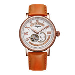 ARIES GOLD AUTOMATIC INSPIRE GAUNTLET VINTAGE ROSE GOLD STAINLESS STEEL G 903A RG-W ORANGE LEATHER STRAP MEN'S WATCH - H2 Hub Watches