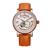 ARIES GOLD AUTOMATIC INSPIRE GAUNTLET VINTAGE ROSE GOLD STAINLESS STEEL G 903A RG-W ORANGE LEATHER STRAP MEN'S WATCH - H2 Hub Watches
