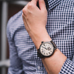 ARIES GOLD AUTOMATIC INSPIRE GAUNTLET VINTAGE TUNGSTEN STAINLESS STEEL G 903 TS-BEI BROWN LEATHER STRAP MEN'S WATCH - H2 Hub Watches