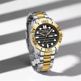 NAVIFORCE NF9198 G/B QUARTZ STEEL WATERPROOF CHRONOGRAPH WRISTWATCH FOR MEN