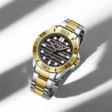 NAVIFORCE NF9198 G/B QUARTZ STEEL WATERPROOF CHRONOGRAPH WRISTWATCH FOR MEN