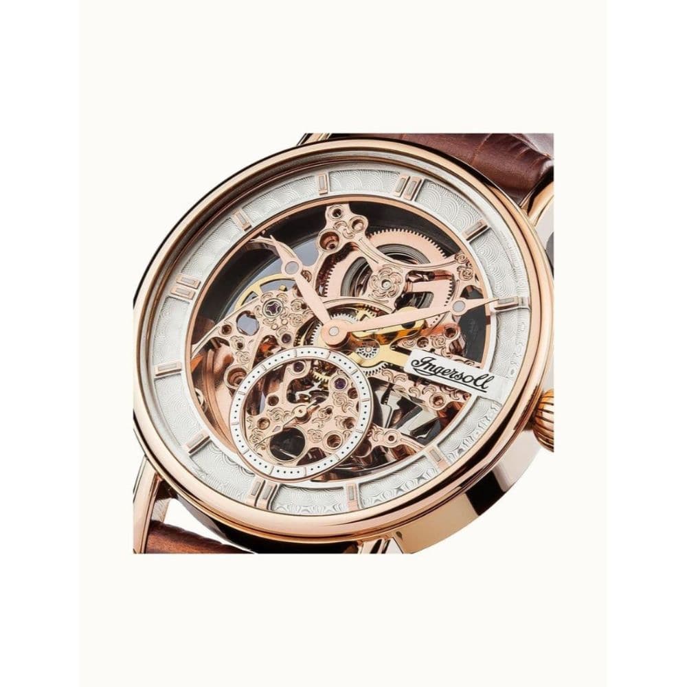 Ingersoll The Herald Automatic Gold Stainless Steel I00401 Brown Leather Strap Men's Watch - H2 Hub Watches