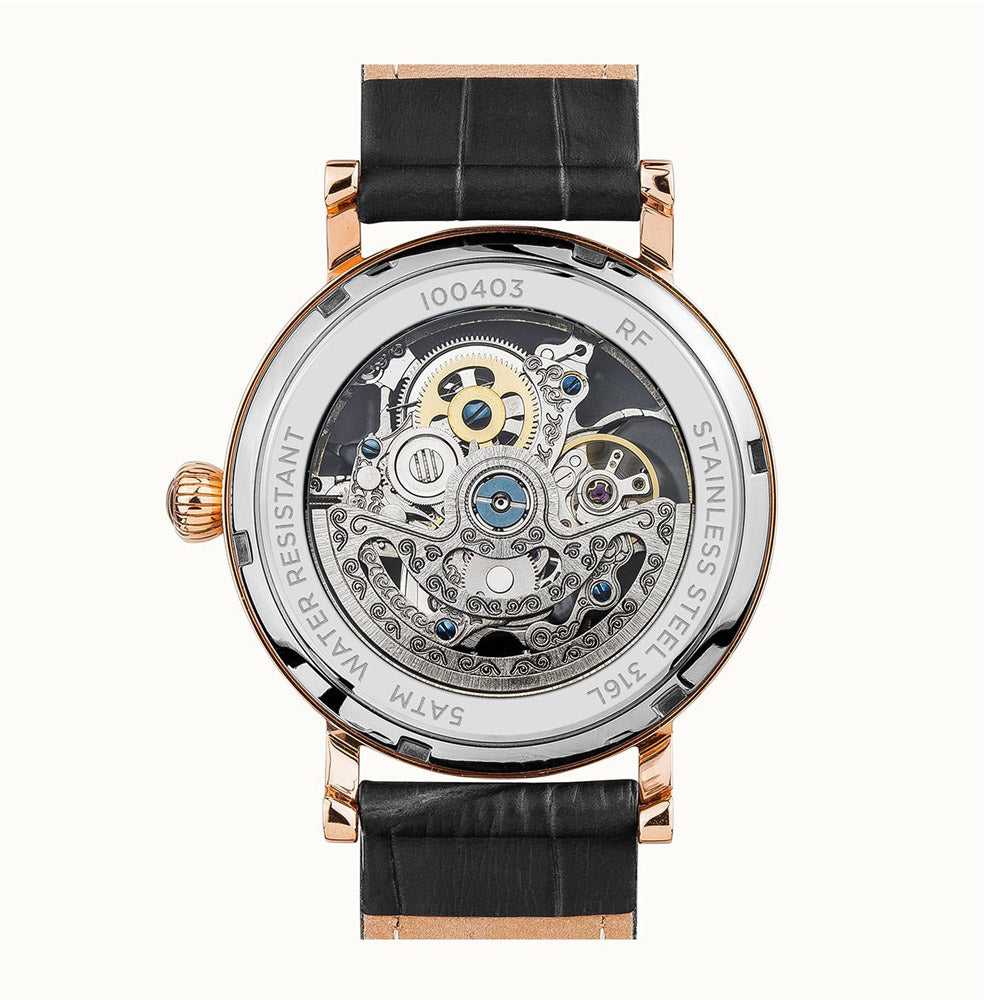 Ingersoll The Herald Automatic Gold Stainless Steel I00403 Black Leather Strap Men's Watch - H2 Hub Watches