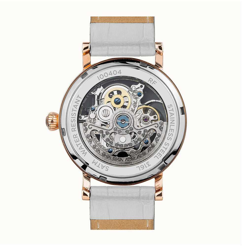 Ingersoll The Herald Automatic Gold Stainless Steel I00404 White Leather Strap Women's Watch - H2 Hub Watches