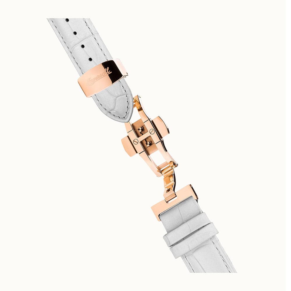 Ingersoll The Herald Automatic Gold Stainless Steel I00404 White Leather Strap Women's Watch - H2 Hub Watches