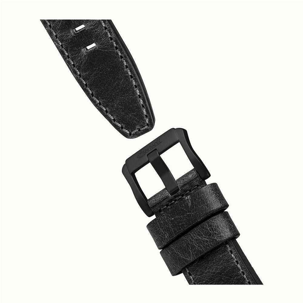 INGERSOLL THE ARMSTRONG AUTOMATIC GREY STAINLESS STEEL I02202 BLACK LEATHER STRAP MEN'S WATCH - H2 Hub Watches