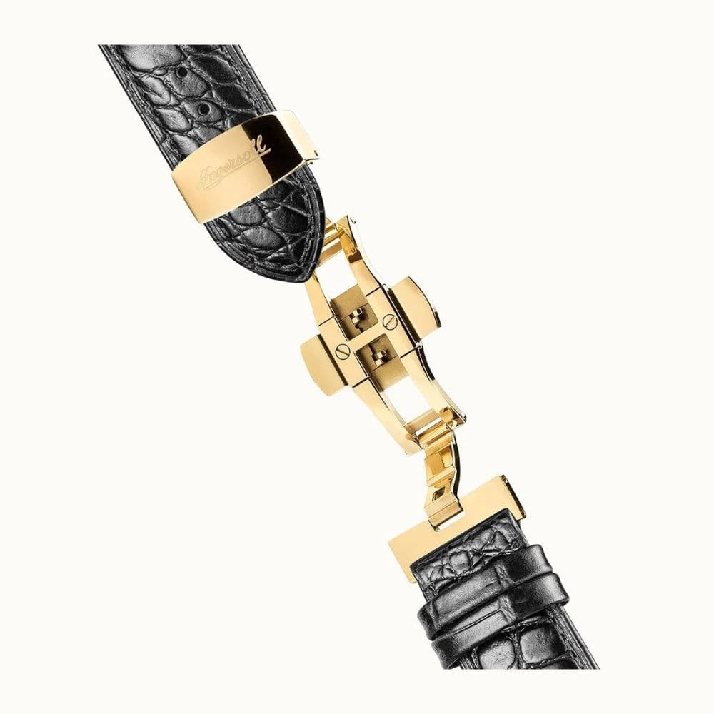 Ingersoll Charles Automatic Gold Stainless Steel I05802 Black Leather Strap Men's Watch - H2 Hub Watches