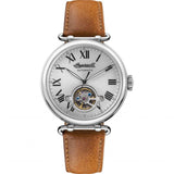 Ingersoll The Protagonist Automatic Silver Gold Stainless Steel I08901 Ligt Brown Leather Strap Men's Watch