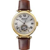 Ingersoll The Protagonist Automatic Gold Stainless Steel I08902 Brown Leather Strap Men's Watch