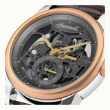 Ingersoll The Baldwin Automatic Rose Gold Stainless Steel I11001 Brown Leather Strap Men's Watch