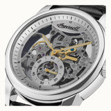 Ingersoll The Baldwin Automatic Silver Stainless Steel I11002 Black Leather Strap Men's Watch