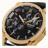 Ingersoll The Carroll Automatic Gold Stainless Steel I11601 Black Leather Strap Men's Watch