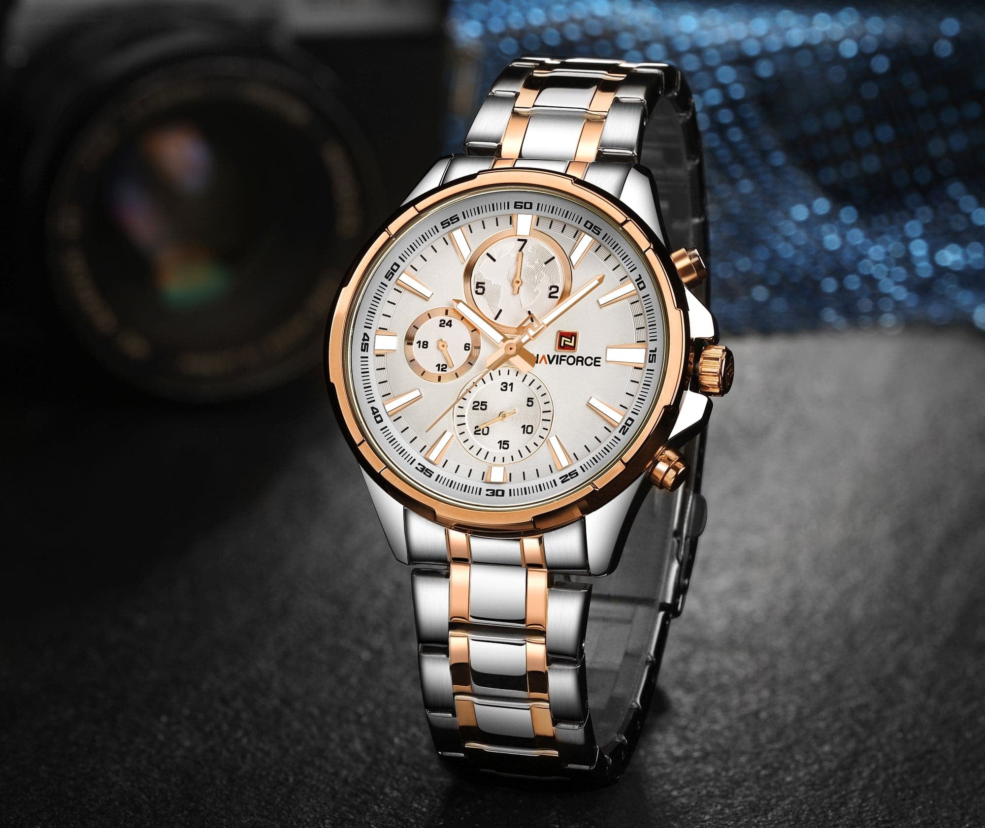 NAVIFORCE CHRONOGRAPH NF9089 RG/W MEN'S WATCH - H2 Hub Watches
