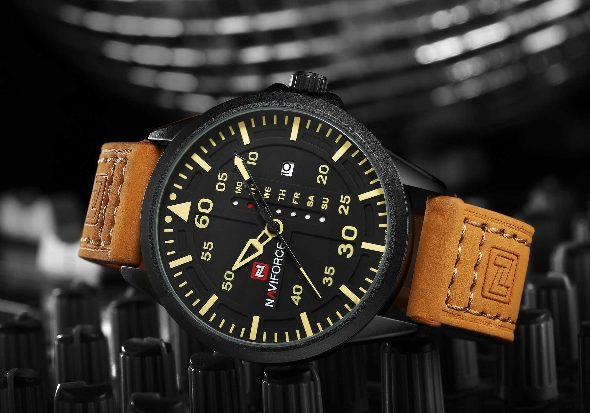NAVIFORCE NF9074-B-Y-BN MEN'S ANALOG WATCH - H2 Hub Watches