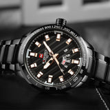 NAVIFORCE ANALOG NF9090 B/B/RG STAINLESS STEEL QUARTZ MEN'S WATCH - H2 Hub Watches