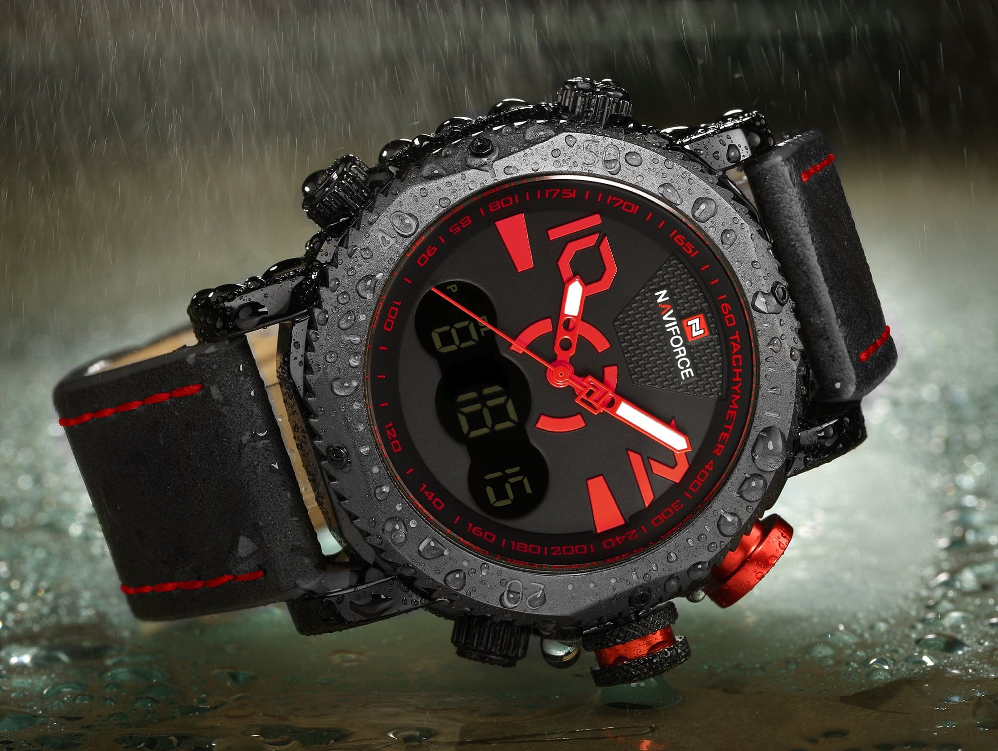 NAVIFORCE NF9094 B/R/B MEN'S WATCH - H2 Hub Watches