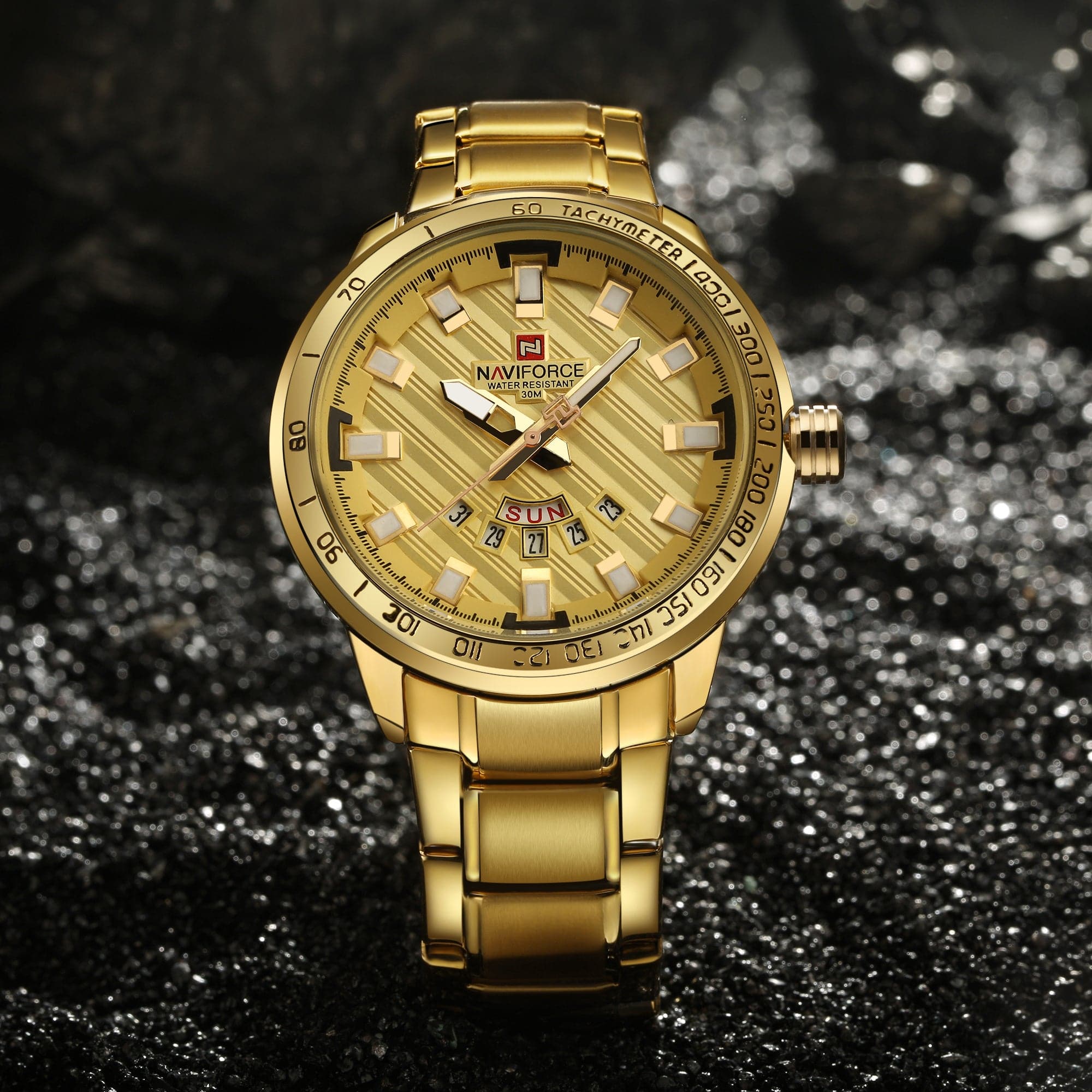 NAVIFORCE ANALOG NF9090 G/G STAINLESS STEEL QUARTZ MEN'S WATCH - H2 Hub Watches