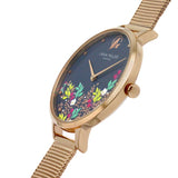 SARA MILLER FLORAL - BLUE DIAL ROSE GOLD MESH STRAP WOMEN'S WATCH SA4084