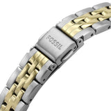 FOSSIL ES4899 SCARLETTE MINI BLUE DIAL TWO-TONE STAINLESS STEEL BAND WOMEN'S WATCH